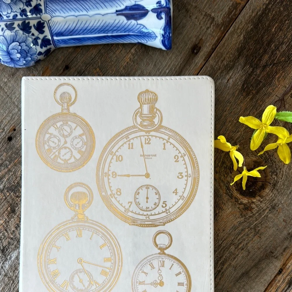 Eccolo Lined Journal Elegant Gold Pocket Watch Design 10 x 8 inches